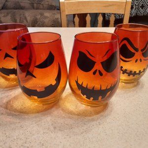 Set of 4 Pumpkin face Halloween tumblers